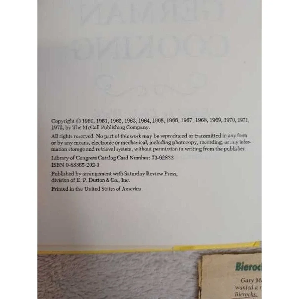 McCalls‎ Introduction to German Cooking Cookbook Vintage Recipes Heirloom Meals